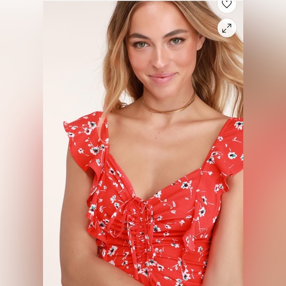 Lulu's Red Ruffled A-line Sundress - Picture 3 of 7